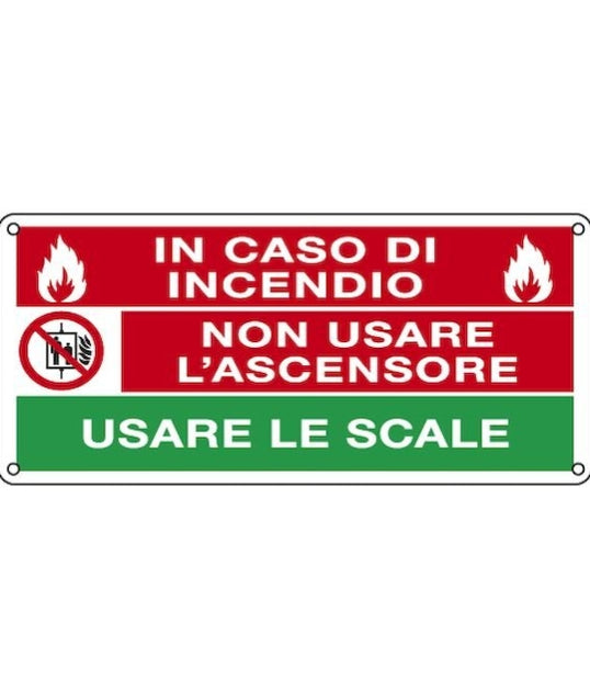 Cartello Per Ascensore "In Caso Di Fuoco Non Usare", Alluminio Spazzolato 6x9 Pollici, REF24-1027