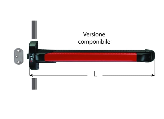Maniglione antipanico push iseo per uscita di sicurezza lunghezza 1170 mm
